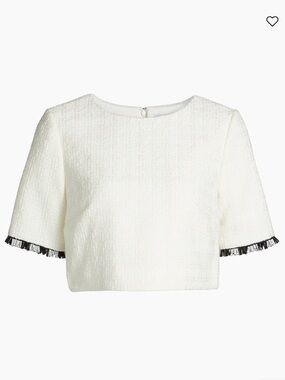 Milly Lee Beaded Fringe Cropped Top Size L